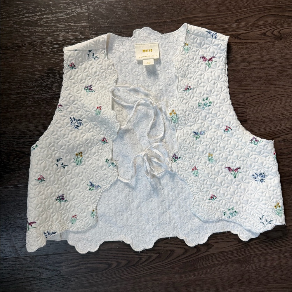 Anthropologie Maeve Textured White Top